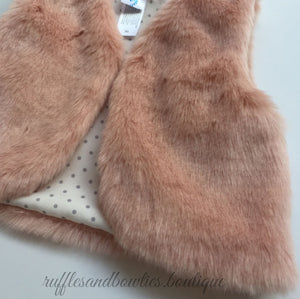 Pre-Order US ONLY - Baby Girl Boho Faux Fur Pink Fall Vests -The Faux Fur Vest - Baby Vest - Kids Vest - shower gift - birthday present-Baby Clothing -modern faux fur -shrug - vest - Ruffles & Bowties Bowtique - 2