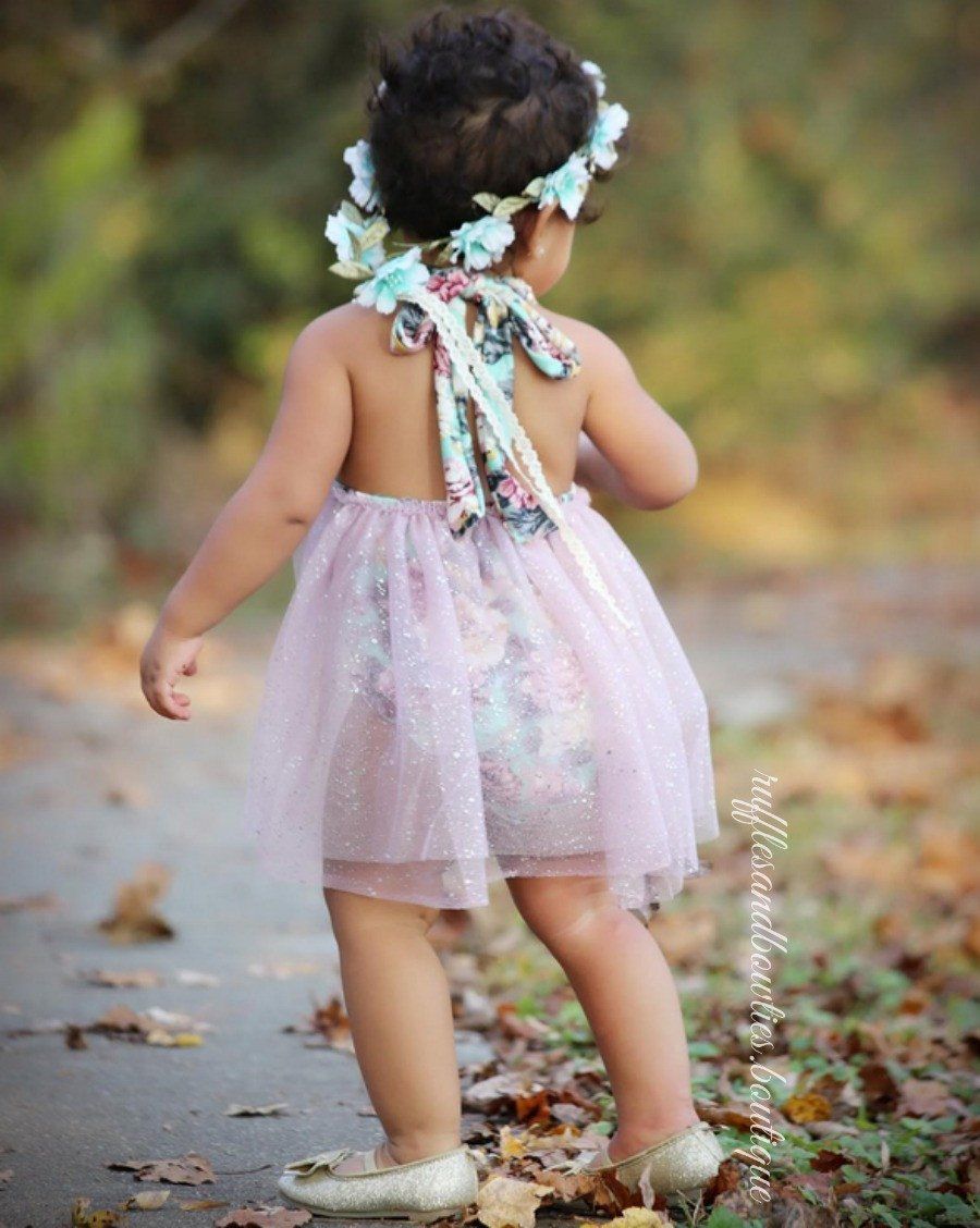 Aqua, Dusty Mauve & Gold Floral Tutu Romper - Vintage Floral Romper - Smash Cake - 1st Birthday - Second Birthday - Princess - Sparkle - Gold sparkle