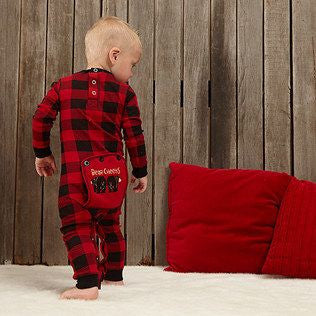 PRE ORDER - Lazy One Infant & Kids Buffalo Plaid BEAR CHEEKS Flapjack Matching Christmas Pj's - Ruffles & Bowties Bowtique - 4