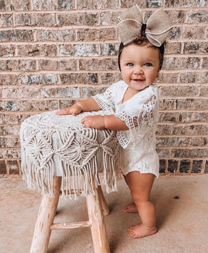 Lily Boho Vintage Lace Baby Girl Wing Sleeved Romper