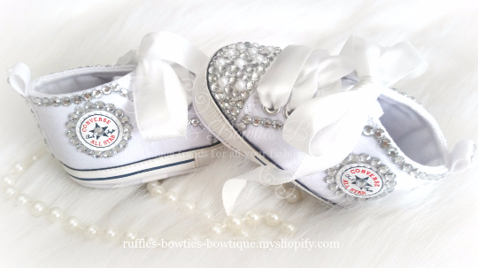 Crystal Rhinestone & Pearl High Tops, Girls Outfits - Ruffles & Bowties Bowtique