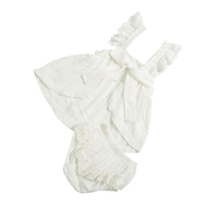 Baby Girls Isabella First Birthday ONE Lace Swing Birthday Dress in White & Gold