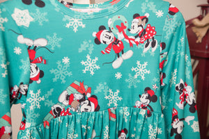 Holiday Aqua Minnie Mouse Tunic/Dress