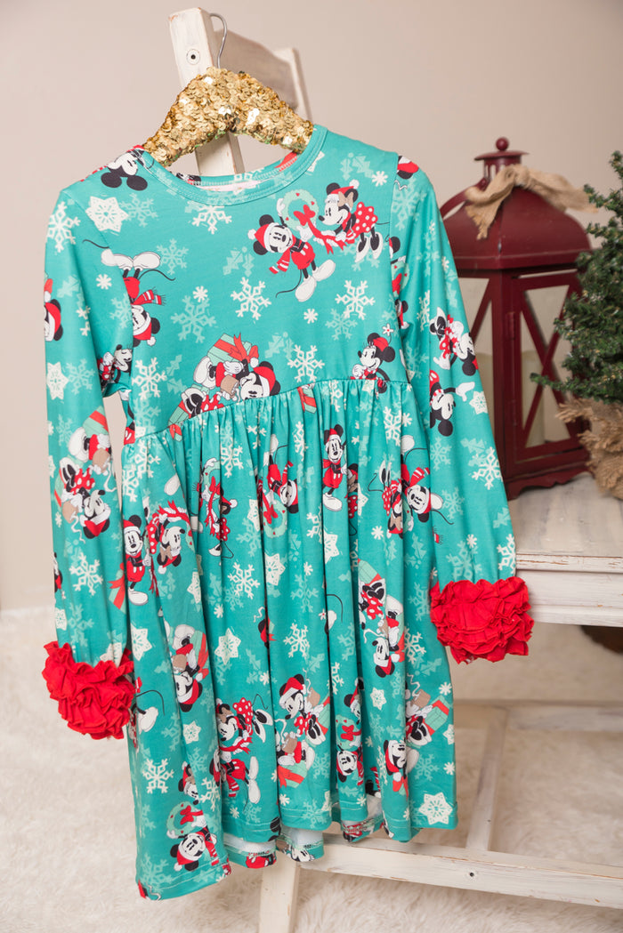 Holiday Aqua Minnie Mouse Tunic/Dress