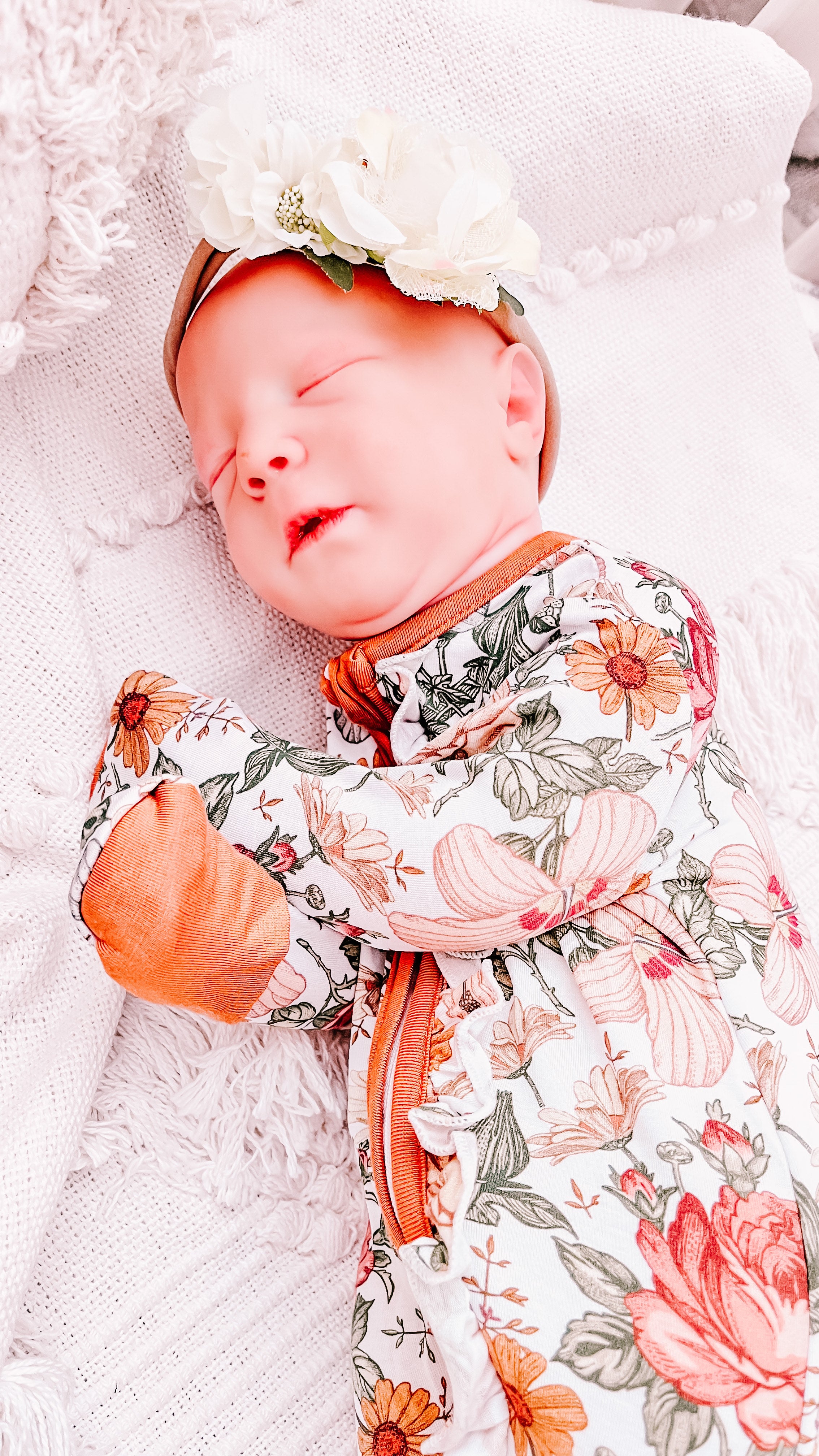 Premier Baby Neutral Printed Bamboo Ruffle Zippies - Floral Melody