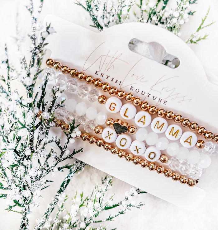 Trending Crystal & Gold 5 Stack Bracelets - Glamma XOXO