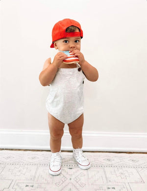 Pocket & Buttoned Unisex Seasonal Romper  - Heather Grey