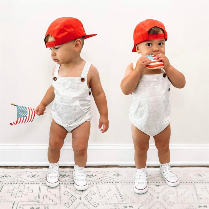 Pocket & Buttoned Unisex Seasonal Romper  - Heather Grey