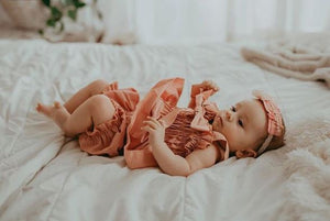 Kryssi Kouture Girls Dusty Rose Two Piece Ruched Bow Set