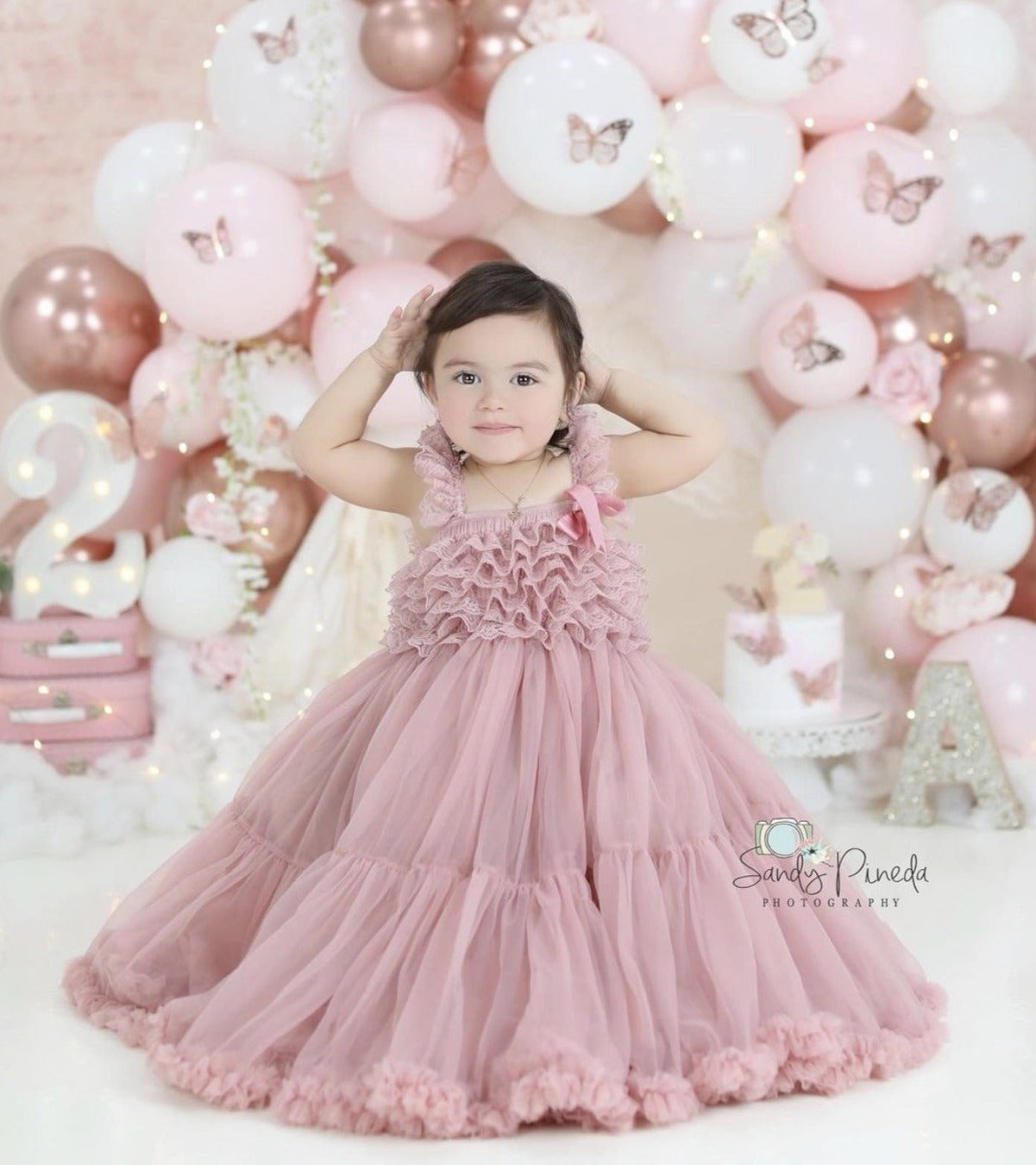 Kryssi Kouture Exclusive Girls Dusty Rose Spencer Tulle Spin Dress