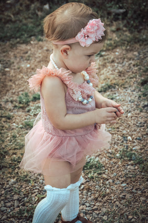 Kryssi Kouture Romantic Everly Lace Dusty Rose Tutu Romper