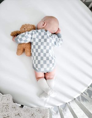 Infant Toddler Seafoam Knitted Check Sweater Romper