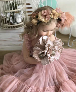 Girls Dusty Rose Spencer Twirl Dress