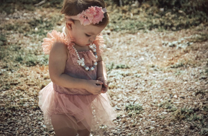 Kryssi Kouture Romantic Everly Lace Dusty Rose Tutu Romper