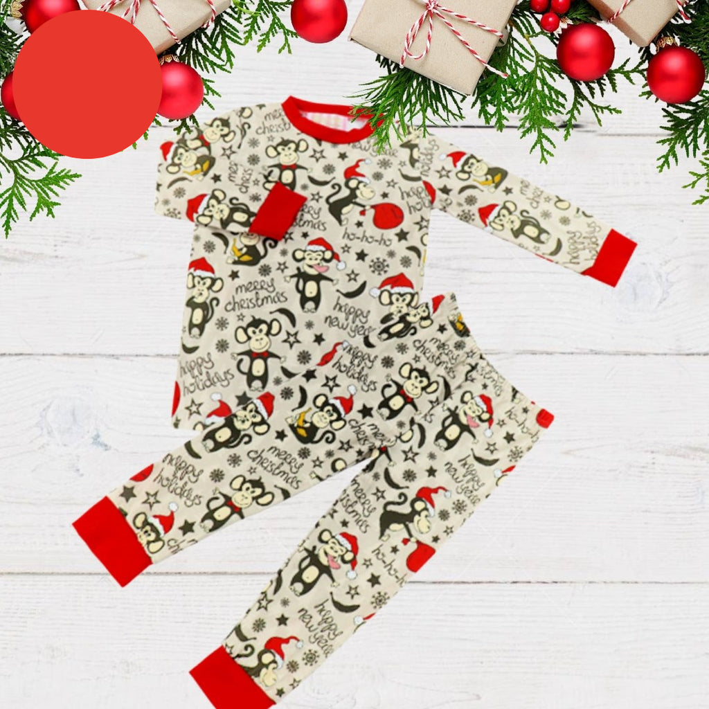 Kids 2 Pc Christmas Pajamas - Monkeys