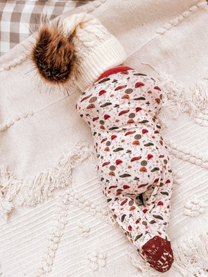 Premier Baby Neutral Printed Bamboo Zippies - Mushrooms