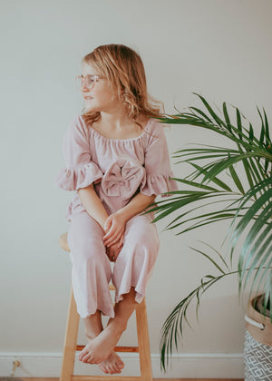 Farrah Dusty Rose Velvet Jumpsuit