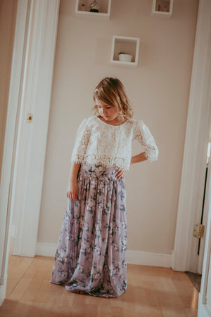 Annabelle Lace Top & Floral Maxi Skirt