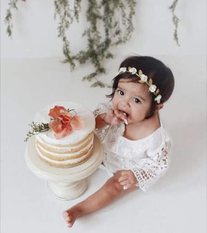 Lily Boho Vintage Lace Baby Girl Wing Sleeved Romper