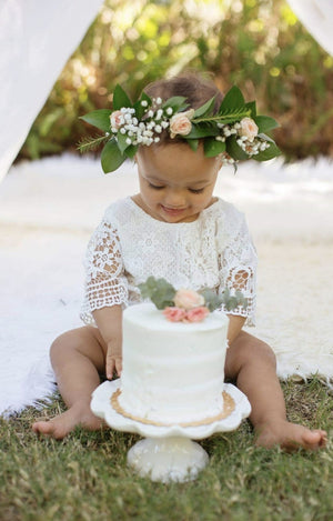Lily Boho Vintage Lace Baby Girl Wing Sleeved Romper