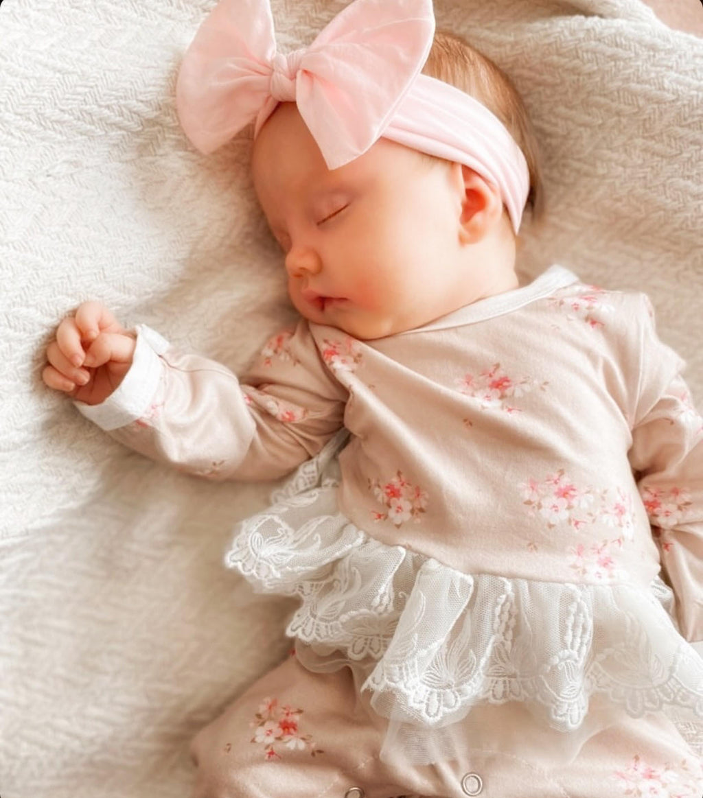Kryssi Kouture Sienna Tutu Jumpsuit - Tan Floral White Tutu