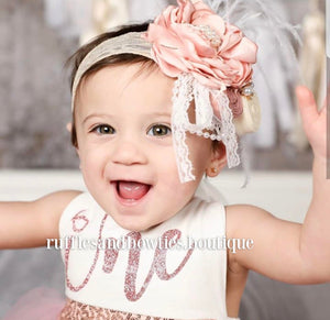 Kryssi Kouture Exclusive Girls First Birthday Darling Dazzle Rose Gold 1st Birthday TUTU Romper