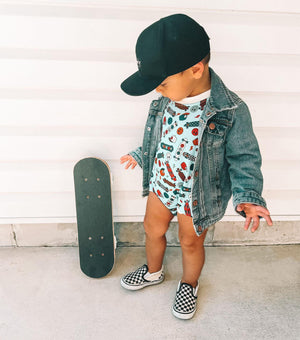 Baby skateboard bubble rompers for boys or girls long sleeve