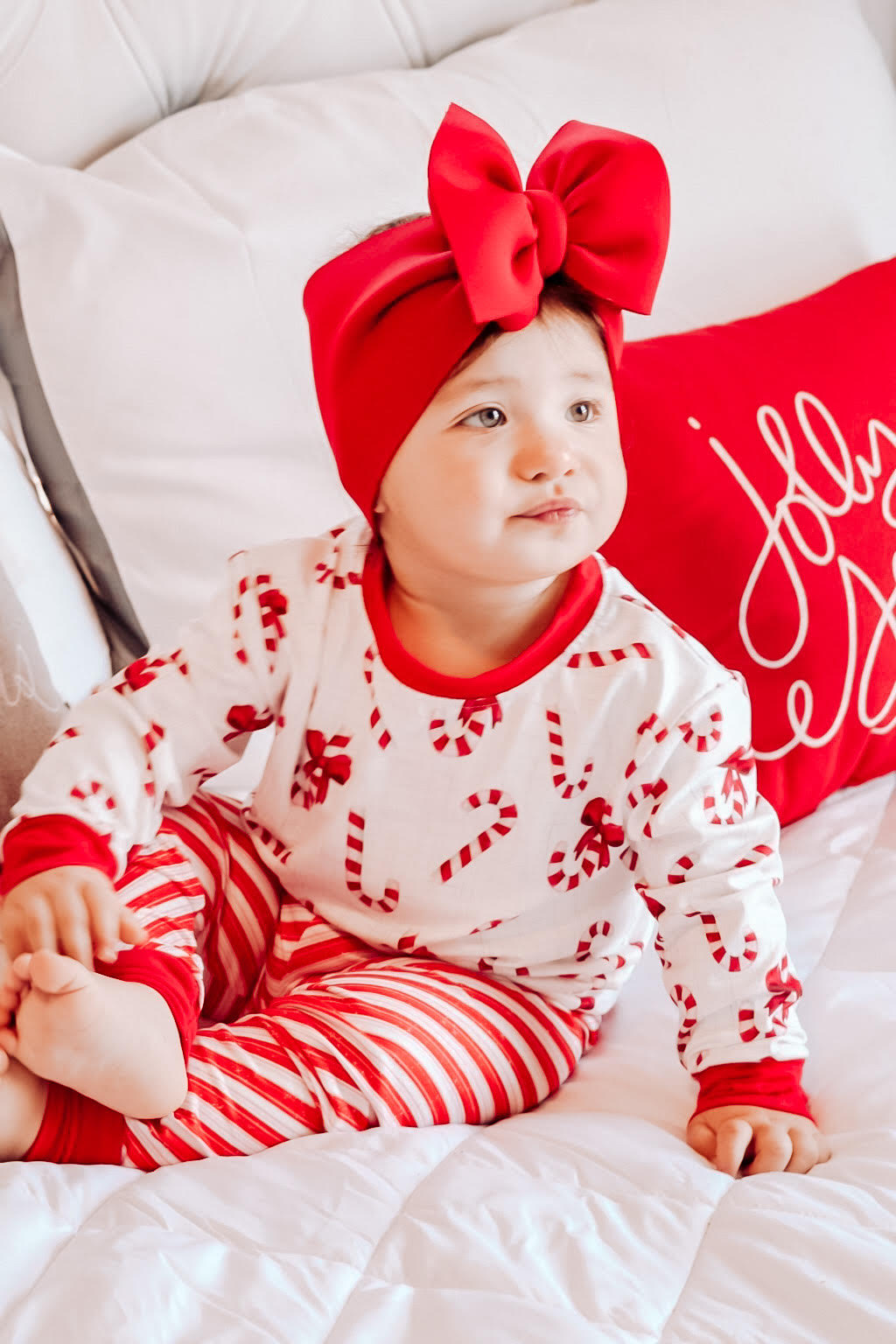 Christmas candy cane pjs for christmas card photos