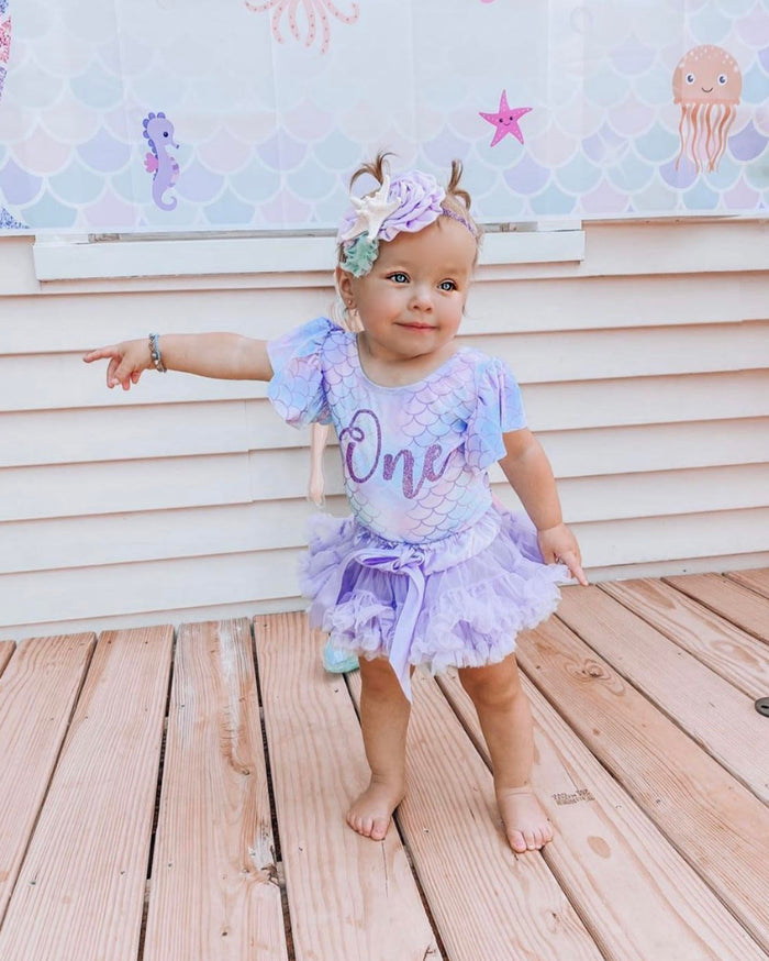 Baby Girls First Birthday Mermaid Leotard & Pettie Skirt