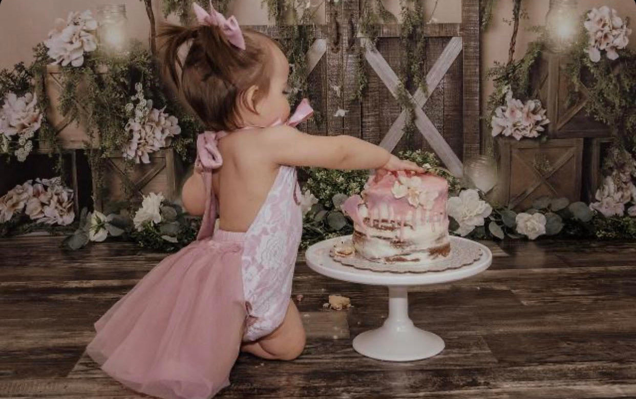 BEST SELLER  - Kryssi Kouture Exclusive Birthday Vintage Rose & Lace Tutu Romper
