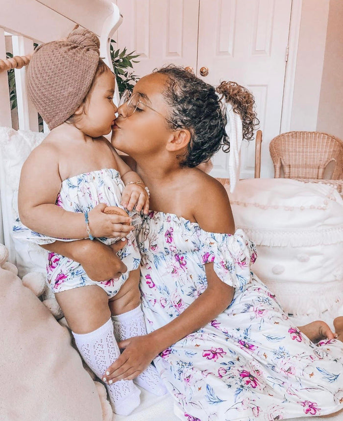 Mommy & Me Plum Rose Off Shoulder Maxi Dress