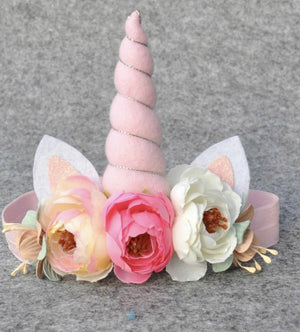 Girls Sweet Pastel Floral Unicorn Head Band, Headband - Ruffles & Bowties Bowtique