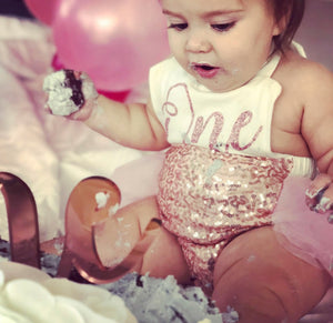 Girls First Birthday Darling Dazzle Rose Gold 1st Birthday TUTU Romper
