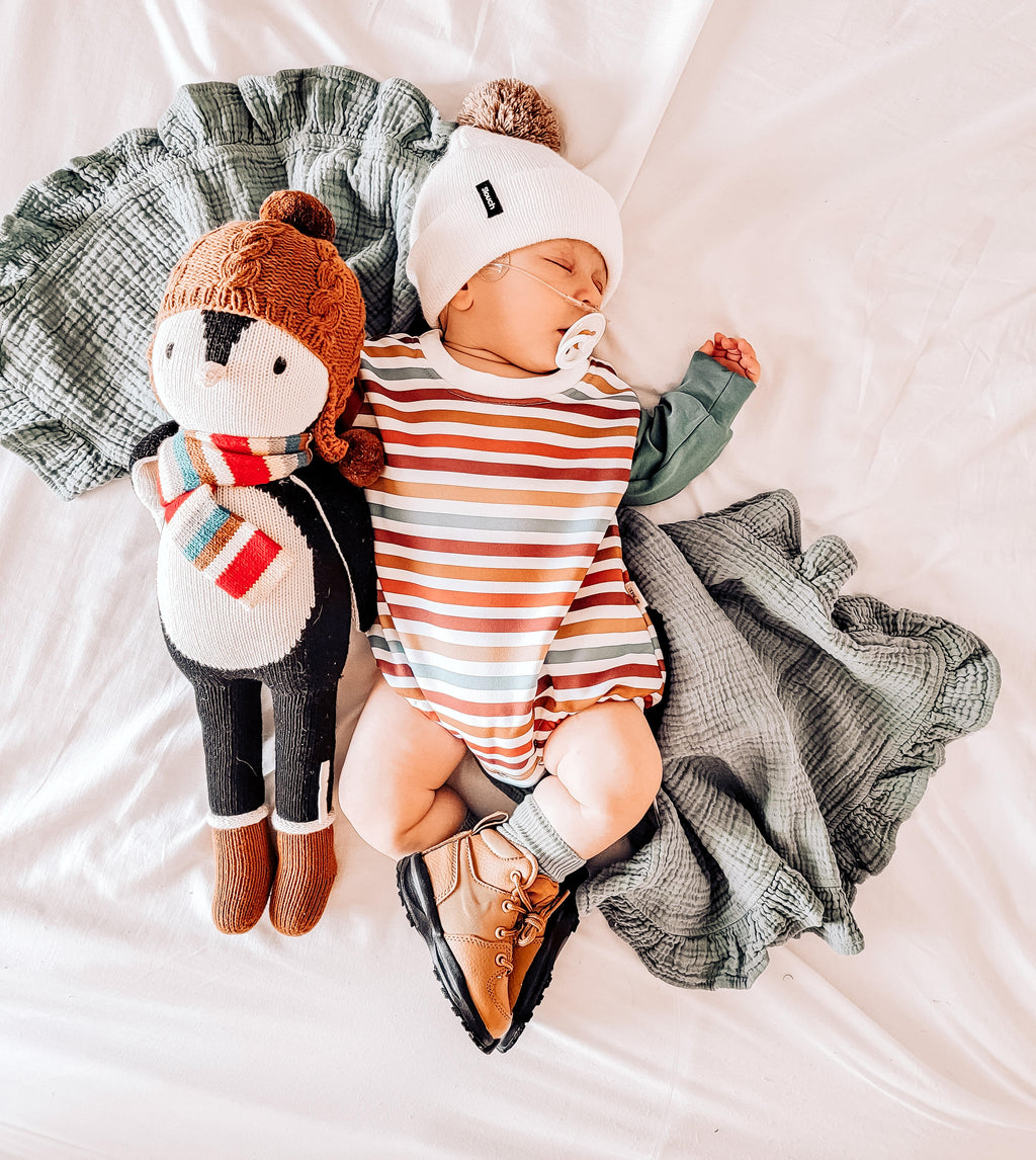 Theo & Me Retro Fun Striped Baby Romper