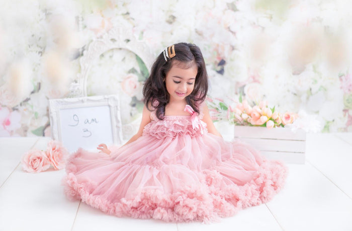 Kryssi Kouture Exclusive Girls Dusty Rose Spencer Tulle Spin Dress