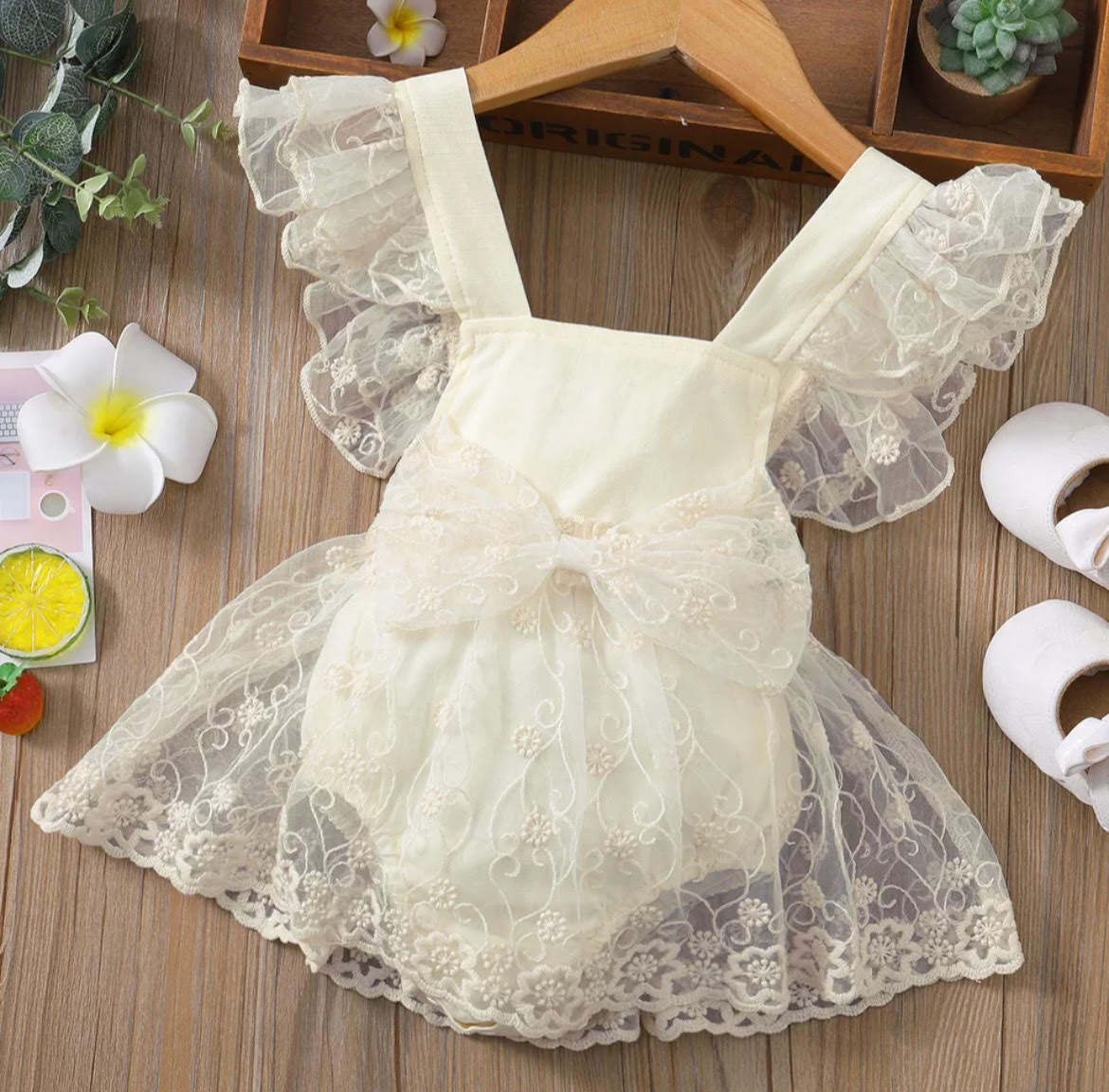 IVory Lace tutu Birthday Special occasion Romper
