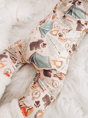 Infant Camping Sleepers Zippies with Tent and bear colorfiul
