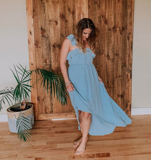 Ladies Ice Blue High Low Dress