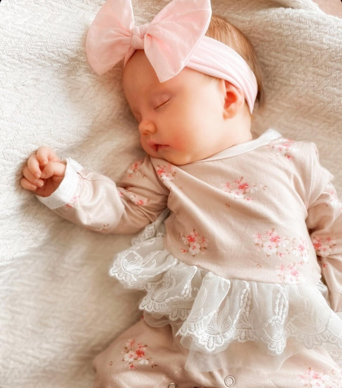 Kryssi Kouture Sienna Tutu Jumpsuit - Tan Floral White Tutu