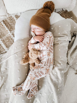 Boys soft coffe double zipper zippies sleepers