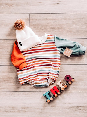 Theo & Me Retro Fun Striped Baby Romper